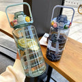 Hot Drinking Jug Sports Motivational Bottle Water Plastic 2l Motivational Water Bottle 2 Liter 64oz with Time Marker and Straw