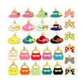 Fashion Trendy Gold Plated Colorful Enamel CharmCap Handbag Butterfly Charm Necklace Pendants Making Accessories Components N19