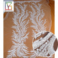 2022New Luxury White Bridal Beads Lace Wedding Mesh Lace Fabrics With Shiny Crystal Sequins Dress Fabric
