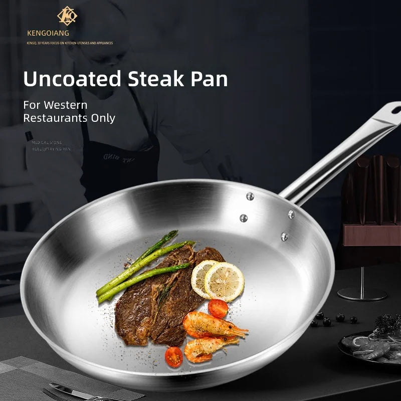 18cm Modern Stainless Steel Non-Stick Frying Pan with Single Handle Gas & Induction Ready