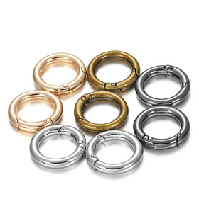 Metal Key Chain O Ring Circle Carabiner Round Spring Snap Hook Buckles