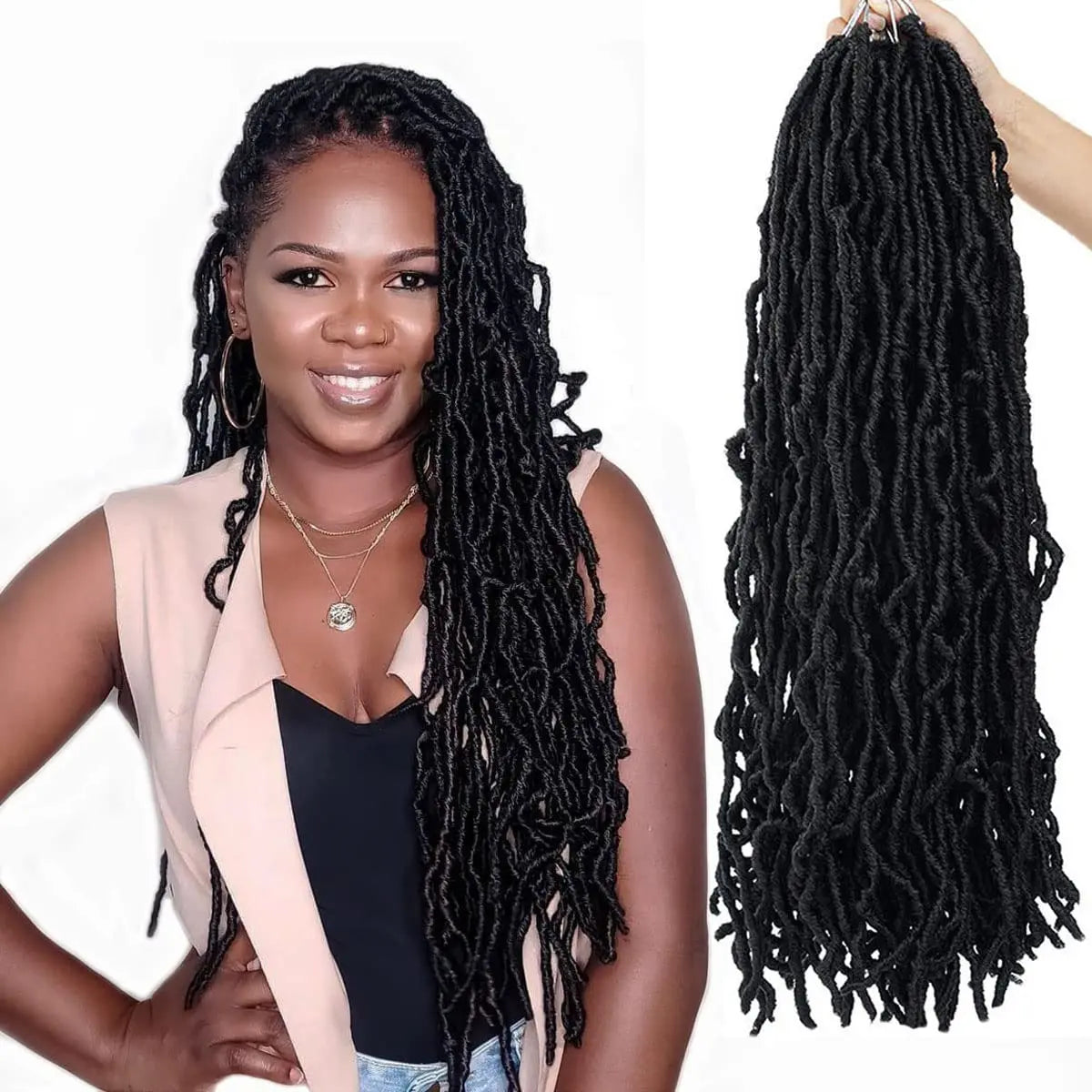 30 Inch Goddess Faux Locs Crochet Braid Ombre Synthetic Pre-looped Nu Soft Locs Crochet Hair Extension for Black Women