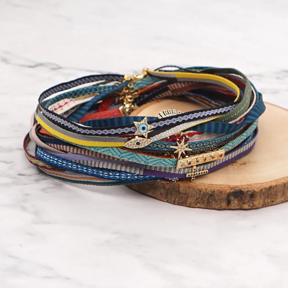 Bohemian Adjustable Jewelry Gift Ribbon Braided Handmade Bracelet