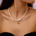 Wholesale Summer Ocean Vacation Sea Star Shell Conch Pearl Multi Layer Necklace Stacked Necklace Jewelry  for Women