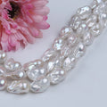Natural Pearls Wholesale 13-15mm White Natural Freshwater Pearl Necleated  Big Baroque Pearl Strands