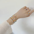 Fashion Fine Silver Bracelet 925 Sterling with Colorful Enamel Beads Bracelets for Girls Women Jewelry