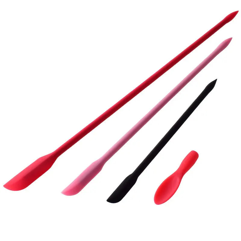 Makeup Cosmetic Dual Heads Silicone Spatula Mixing Sampling DIY Sculpture Thin Jar Juice Bottle Scraper Long Face Cream