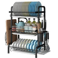 3 Tier Stainless Steel Sink Organizer Dish Drying Racks with Utensil Holder Dish Strainer Shelf for Kitchen Counter