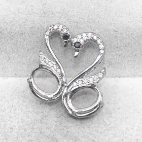 Sterling Silver 5*7mm Semi Mount Pendant Empty Frame Blank Support Setting S925 Base Holder Without Center Stone for DIY Inlay