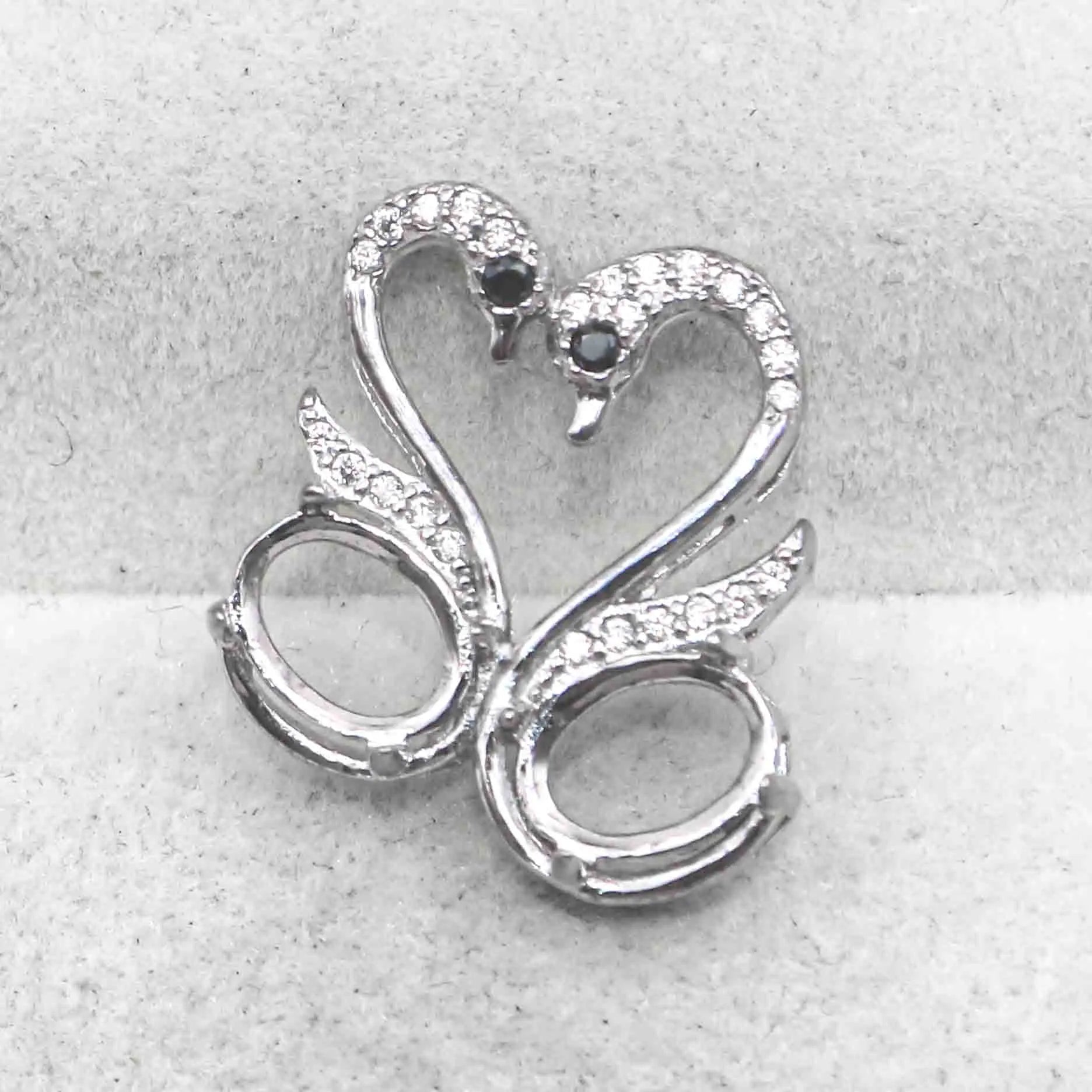 Sterling Silver 5*7mm Semi Mount Pendant Empty Frame Blank Support Setting S925 Base Holder Without Center Stone for DIY Inlay