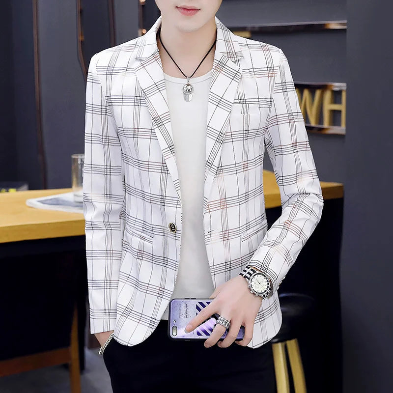 M-3XL Autumn New Men's Small Suit Korean Version Slim Fitting Trendy Men's Hairstylist Jacket Casual blazer