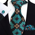 Ties for Men Formal Business Necktie Plaid Floral Polyester Ties Handkerchief Cufflinks Set Party Wedding Suit Necktie Hanky Set