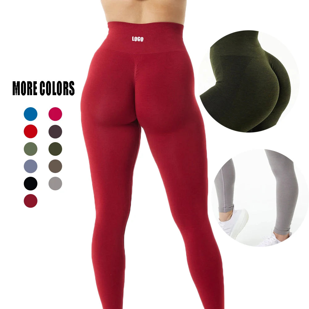 JY Women's Solid High Stretch Breathable Gym Sports Pants Hip Lift Yoga Leggings with Scrunch Butt High Waist Tight Running Yoga