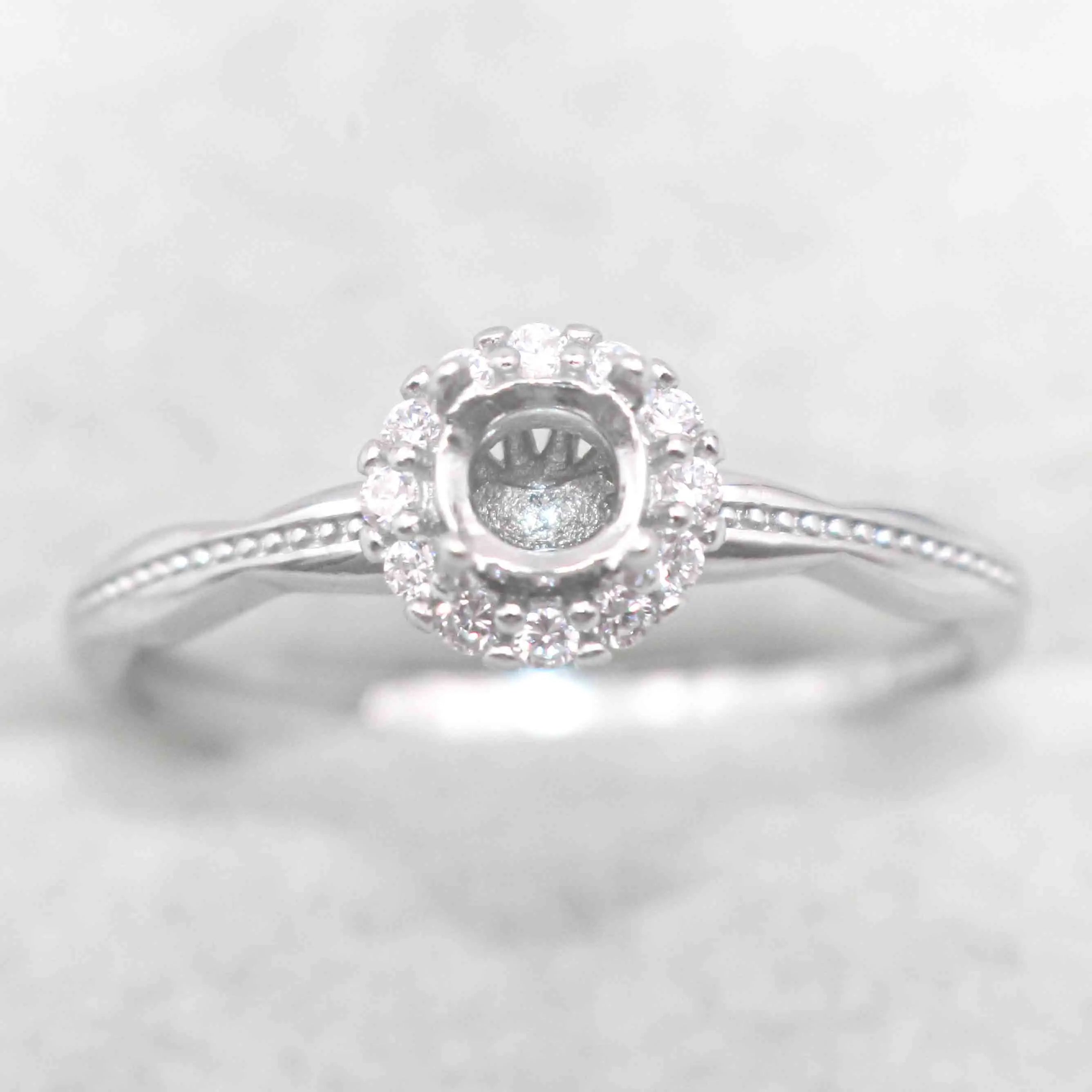Sterling Silver 4mm/6mm Semi Mount Ring Empty Frame Blank Support Setting S925 Base Holder Without Center Stone for DIY Inlay