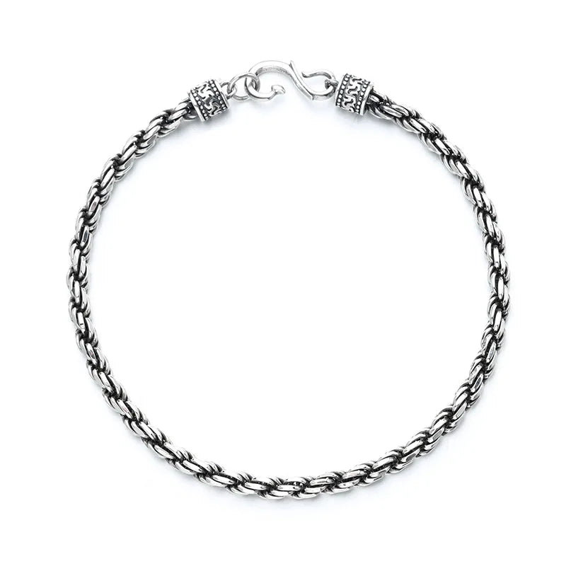 Hot Selling Vintage Twist Braided Couple Bangles Fashion Jewellery 925 Sterling Silver Bracelets for Men/Women Anniversary Gifts
