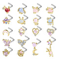 Gaby New Sale Cute Butterfly Stainless Steel Nose Studs Gold Plated Body Piercing Jewelry for Gift