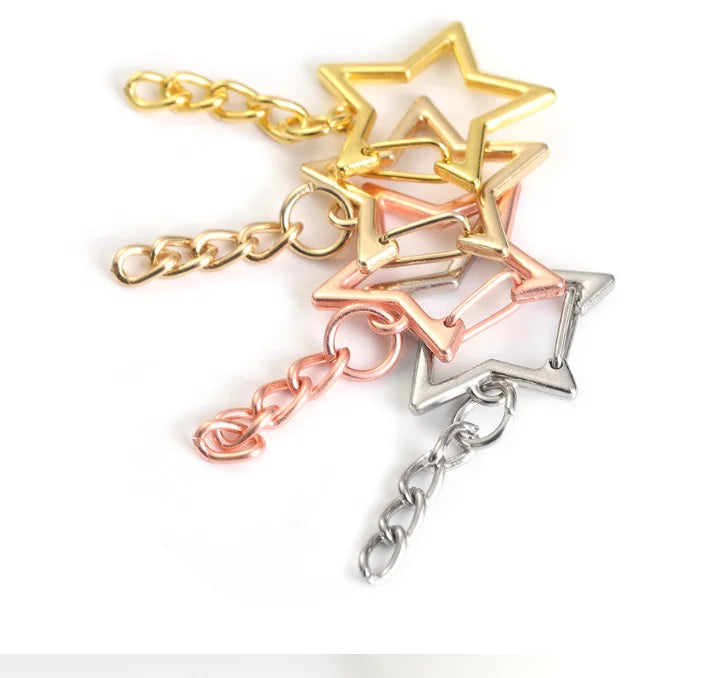 Factory Supply Good Quality 4 Colors Star Shaped Metal Bag Keychains