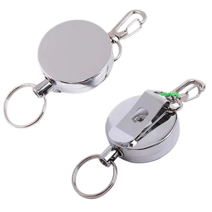 New Products Promotional Metal Pull Badge Holder Retractable Snap Hook Keychain for Cars Alloy Keyring with Carabiner
