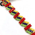 Customized Red Yellow Green Blue Rectangle Rhinestone Chain Trimming for Costumes Dresses Shoes Decoration Alternating Stones