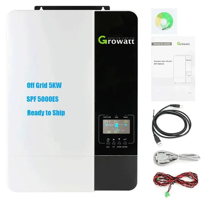 Growatt 5KW Off Grid Solar Inverter Pure Sine Wave SPF 5000ES With MPPT Solar Controller With WIFI