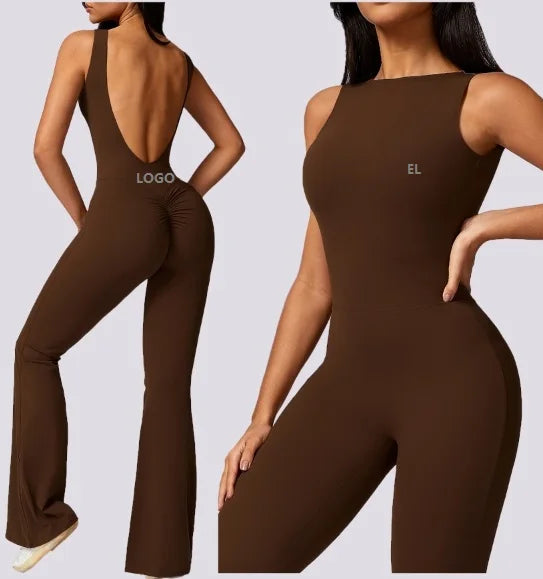 Custom Women Fitness Gym Bodysuits Onesie Active Wear Workout Romper One Piece Yoga Jumpsuit