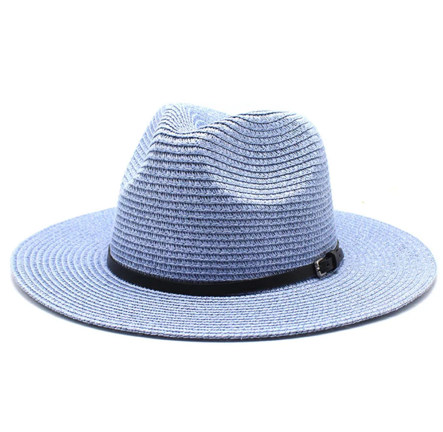 2026 New Arrival Colorful 20 Colors Foldable Summer Floppy Straw Hats Ladies Beach Hat with PU Belt for Women