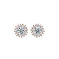 Elegant Simple Flower Non Tarnish 925 Silver Zircon Women's Accessories Fashion Jewelry Earrings Women Luxury Wholesale