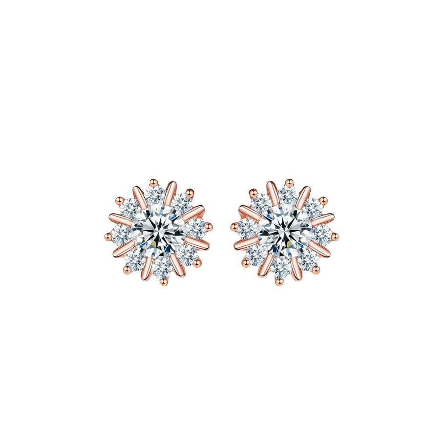 Elegant Simple Flower Non Tarnish 925 Silver Zircon Women's Accessories Fashion Jewelry Earrings Women Luxury Wholesale