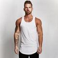 European American Men's Quick-Dry Slim Fit Fitness Vest Casual Sports Tank Top Gym Base Breathable Rounded Knitted Spandex Base