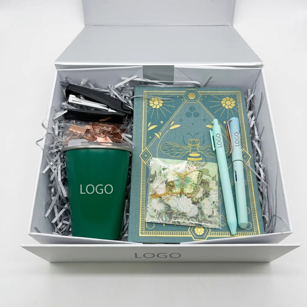 Business Gift Sets with Logo Exquisite Paper Luxury Stationery Notebook and Pen Set for Company Anniversary Giveaway Office Gift