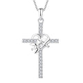 YH JEWELLERY Fine  Jewelry Fashion 925 Sterling Silver Heart Cross Shaped Diamond Pendant Necklace for Women
