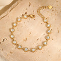 Nimai Stylish Heart to Heart Shiny Zircon Bracelet Link Chain Charm Diamond Bride Jewelry 18k Gold Waterproof