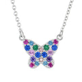 YILUN Wholesale Custom 925 Sterling Silver Butterfly Necklace Colorful Cubic Zirconia Animal Necklace for Women Fashion Jewelry