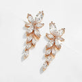 Fashion Simple Flower Horse Eye Zircon Earrings Light Luxury Bride Long Tassel Earrings for Women