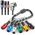 6pc Colorful Keychain Socket Buckle Silver Corner Batch Quick Black Drill Bit Holder 1/4 3/8 1/2 Joint bar Screw Carabiner