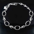 Sterling Silver 8*10mm Semi Mount Bracelet Blank Empty Support Mountain Setting S925 Base Holder Without Stone for DIY Inlay