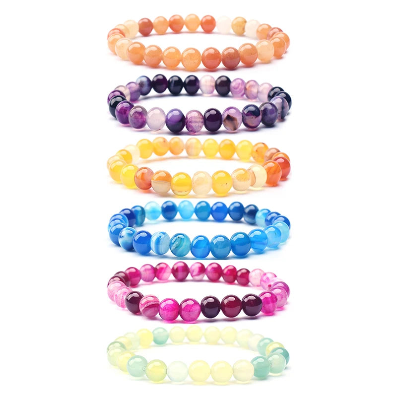 8MM Fashion Brand Luxury Natural Stone Healing Crystal Stretch Beaded Bracelet Women Men Handmade Gemstone Round Bracelet MegaBDM