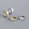 NEW 925 Sterling Silver Beautiful Geometry Unusual Earring Cartilage Square Stud Hoop Earring Jewelry