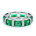Solid 925 Sterling Silver Created Green Diamond Wedding Bands Engagement Rings Women Wholesale Fine Jewelry Gift