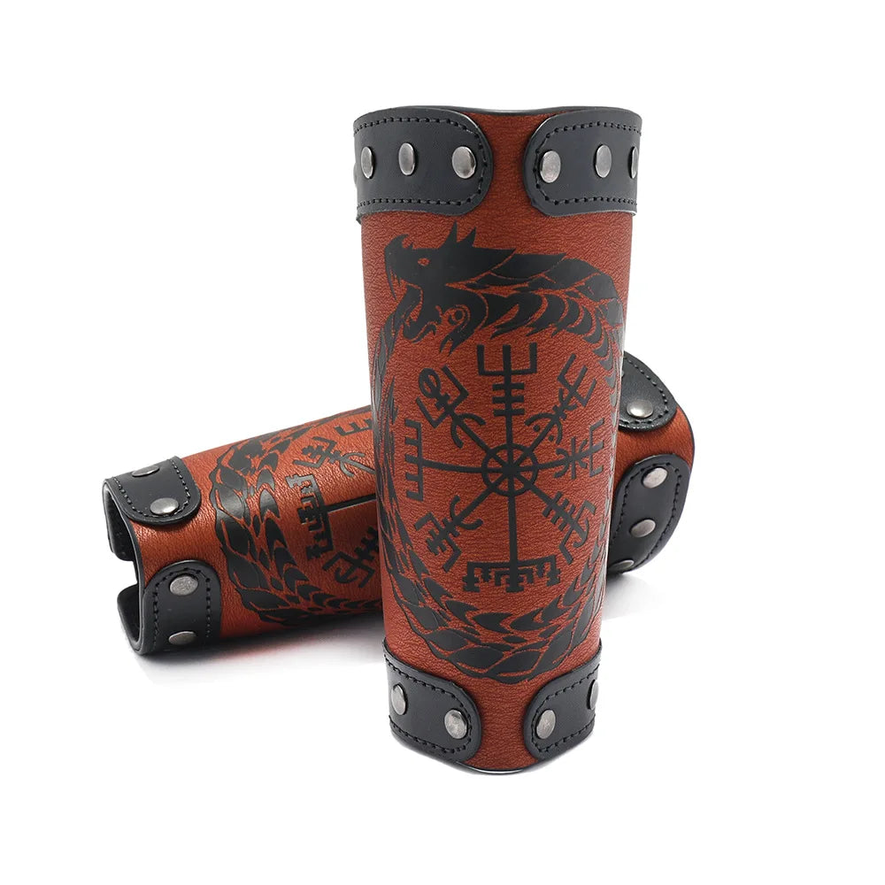 Wholesale Hot Sale Rock Punk Wax Rope Lace-up Arm Band Bracelet Leather Wrist Support Gauntlet Wristband Wide Bracer Arm Armor Cuff