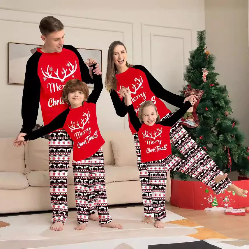 2025 Printed Round Neck Spell Plaid Parent-Child Clothing Christmas Family Suit Night Pijama Nightwear Home Pajamas Women Set