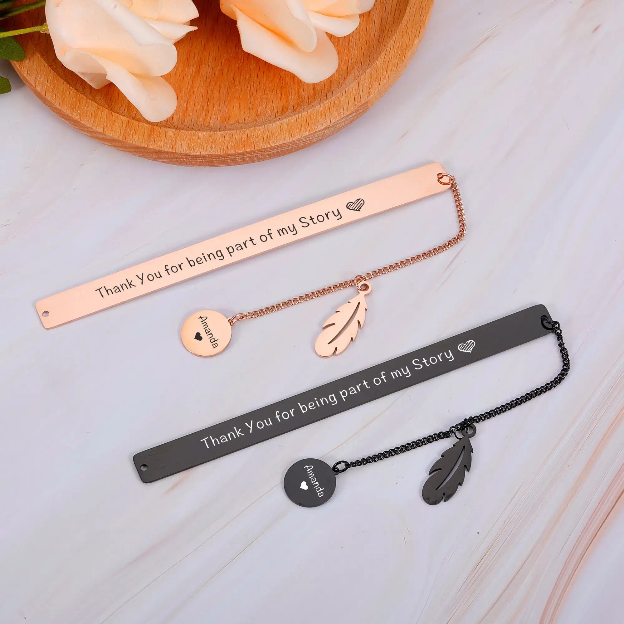 New Style Minimalist Stainless Steel 18K Custom Word Tassel Pendant Bookmarks for Gifts for Men and Women