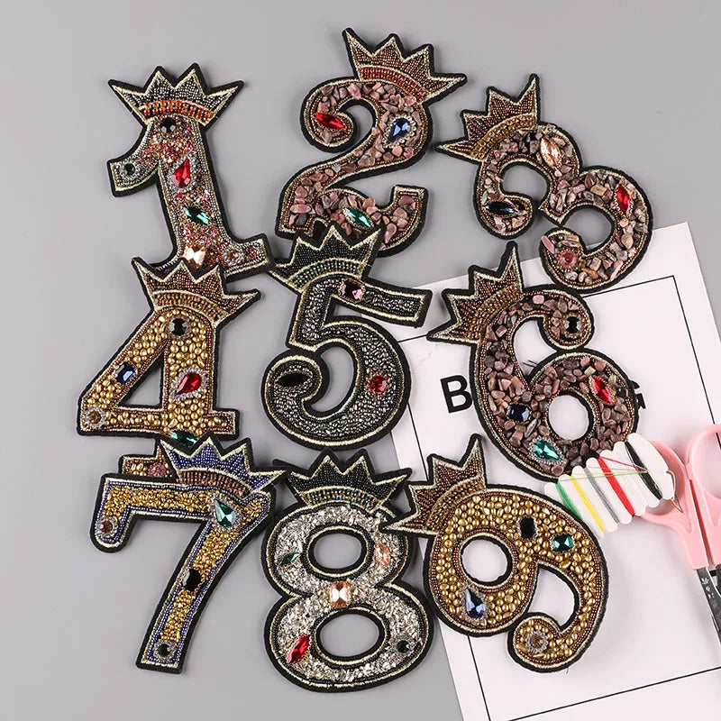 2024 Factory Stock Embroidery Heat Transfer Patches Iron on Number Sequin Patch Embroidery