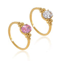 Vintage Dainty Cubic Zirconia Ring Non Tarnish Stainless Steel 18k Gold Plated European Retro New Design Pink Clear Zircon Ring