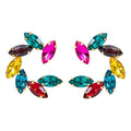 Fashion Alloy Crystal Rhinestone Stud Earrings Colorful Diamond Glass Flower Women Earrings Jewelry for Lady
