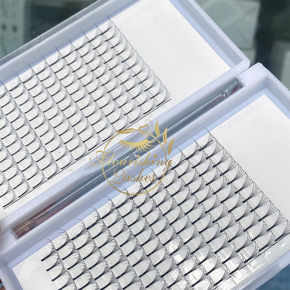 Promade Handmade Superroots Premade Eyelash Extensions Long-lasting 3D 4D 5D 6D Faux Mink Lashes with Long Stem Easy Application