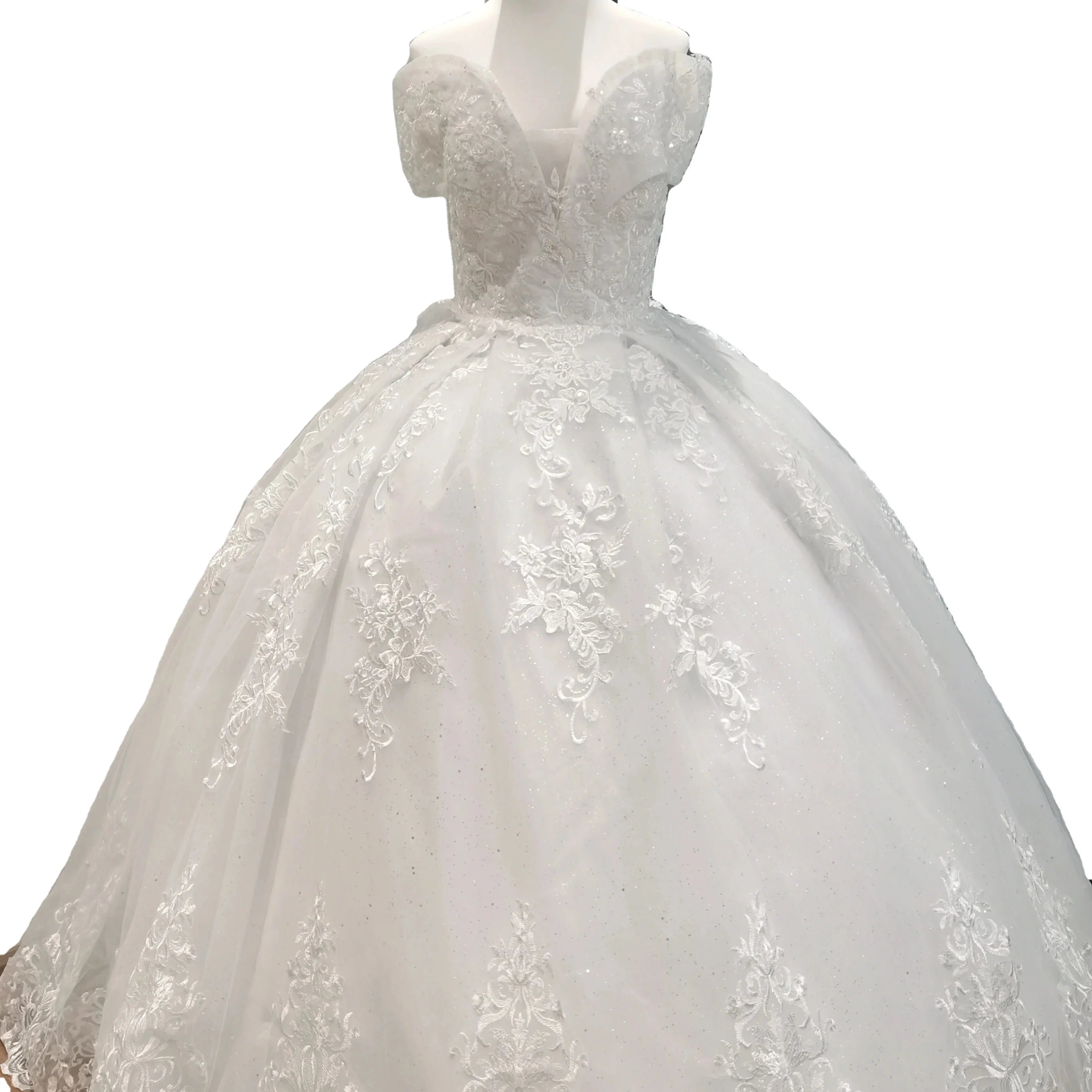 AL1639 Wholesale Customization Simple Lace White Wedding Elegant African Plus Size Elegant Wedding Dress Bridal Ball Gown