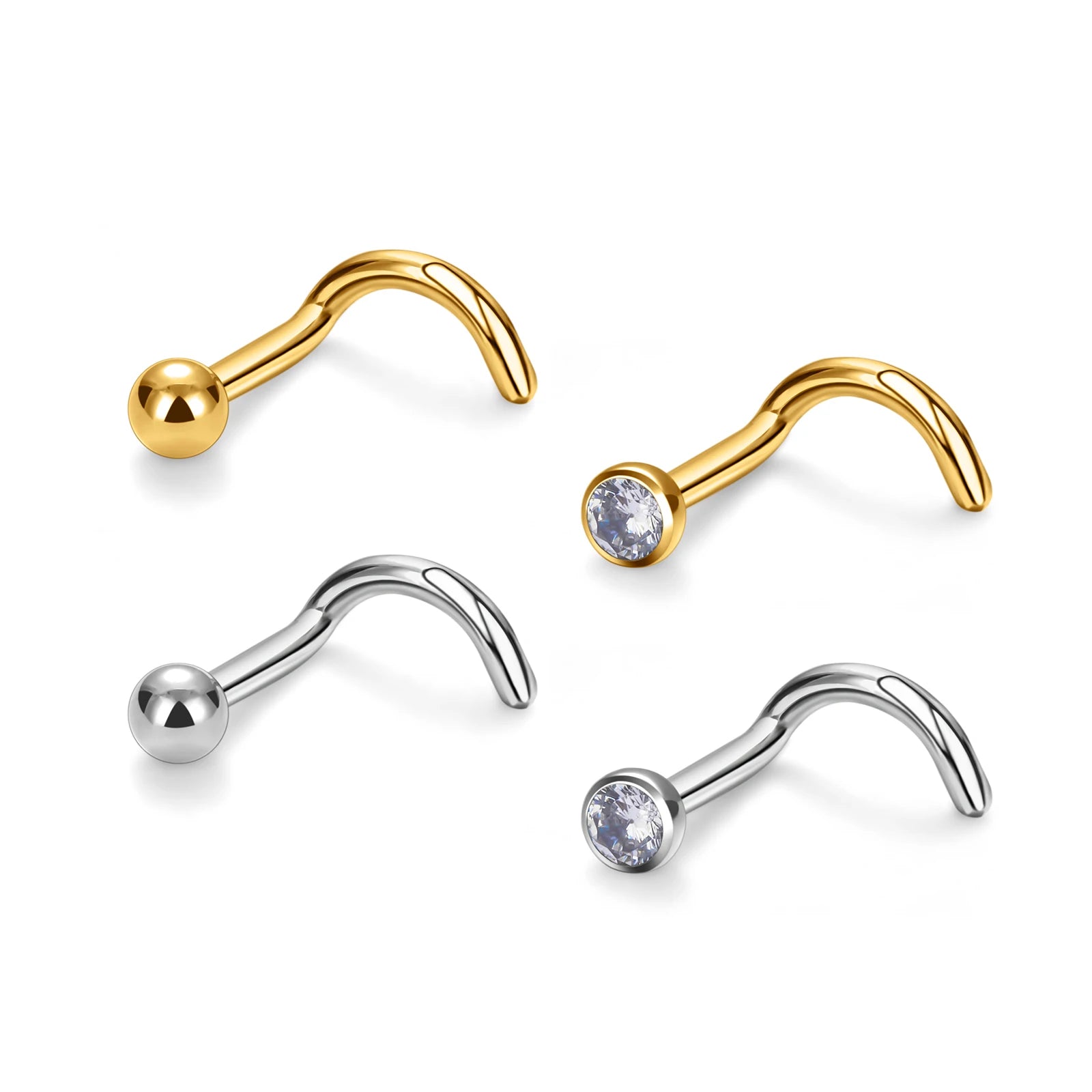 G23 ASTM F136 Titanium Nose Studs and Earrings Zircon Body Piercing Jewelry for Wedding or Gift