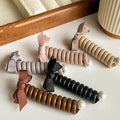 MIO Latest Hair Band Telephone Line with Sweet Bowtie Pearl Suitable for Women Lady Simple Style Spiral Hair Tie Rope