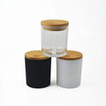 Custom Nordic Reusable Premium Luxury Romantic Glass Scented Matte Black 7oz 10oz 15oz Candle Jars Bamboo Lid Fragrance